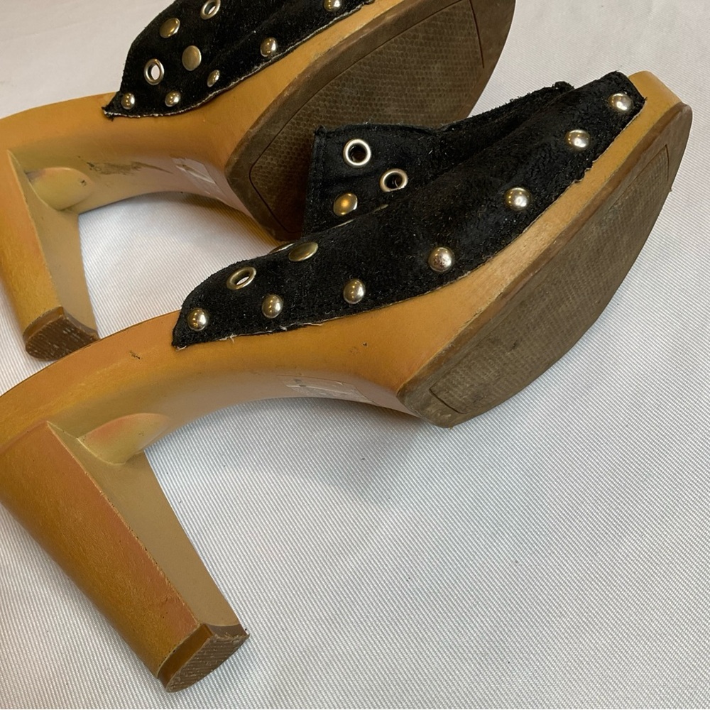 Y2k Studded Mule Clogs with Chunky Wood Heel size 9 Playform Vintage - Picture 6 of 8